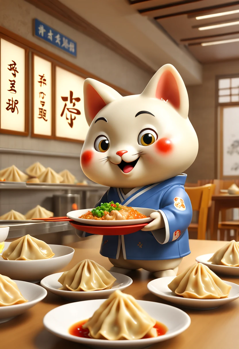 by Richard Scarry, Company cafeteria, Crescent Dumplings, rice_Dumplings, gyoza, Chinese wontons, octane render, enhance, intricate, (masterpiece, Representative work, official art, Professional, unity 8k wallpaper:1.3)