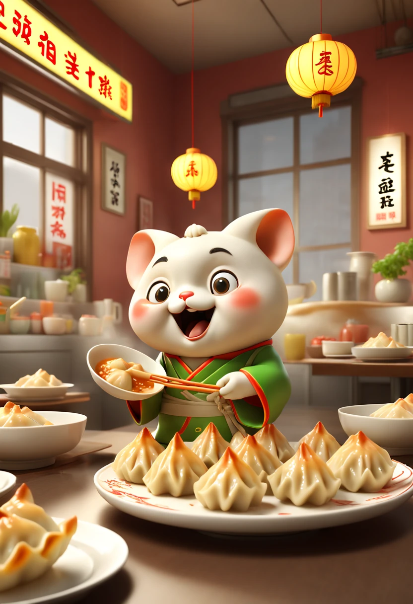 by Richard Scarry, Company cafeteria, Crescent Dumplings, rice_Dumplings, gyoza, Chinese wontons, octane render, enhance, intricate, (masterpiece, Representative work, official art, Professional, unity 8k wallpaper:1.3)