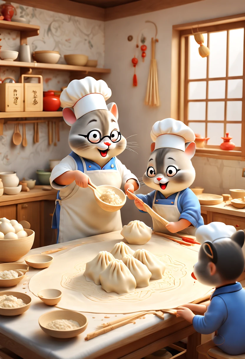 by Richard Scarry, Grinding flour on a grinding disc in a mill, grinding disc, rural area, Chinese, octane render, enhance, intricate, (masterpiece, Representative work, official art, Professional, unity 8k wallpaper:1.3)