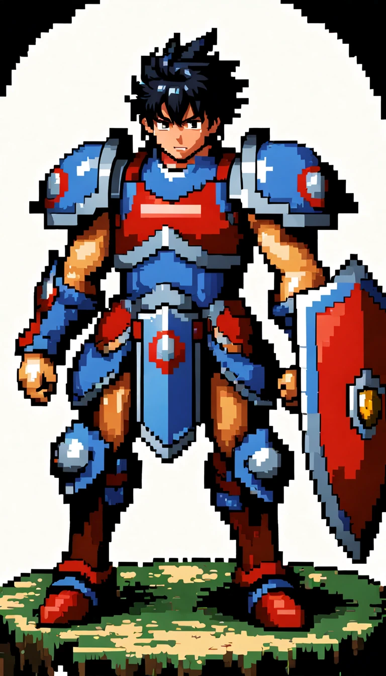 (pixelart:1.3), The brave，a shield，Hiryu，火焰