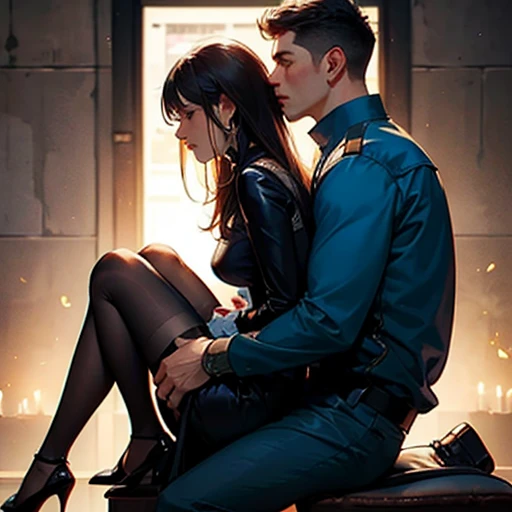 nurse and boy getting frisky while they're sutck in an elevator