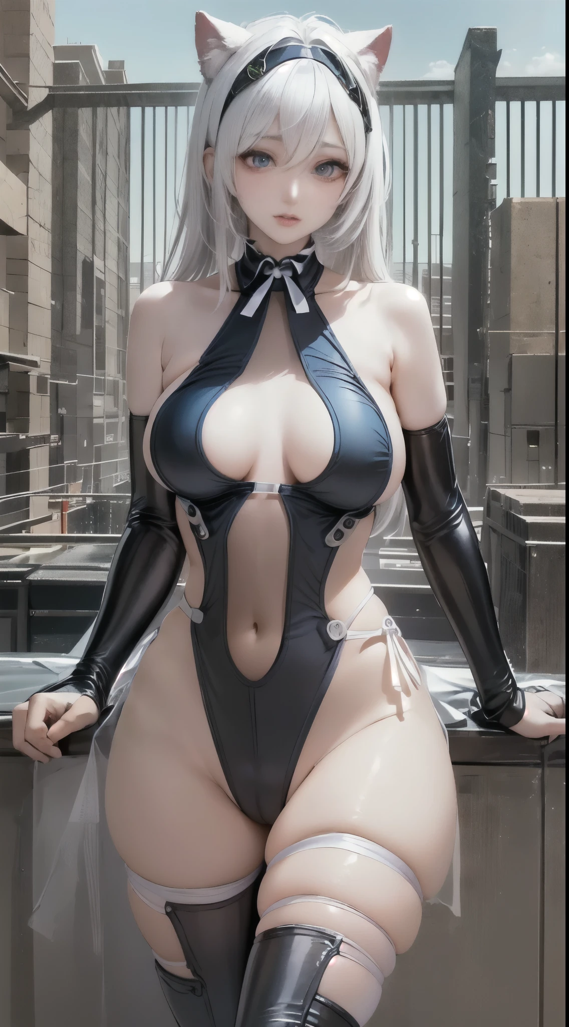 delicated face, 20 years old Kpop idol cyborg girl, The white&Red(Carbon Fiber High Leg Cut Bodysuit Bob}}, (:1.25), (Mechanical joint), through bangs, captivating curves, mid pelvis, Seafront, Eternal posture, sea beach, Glowing skin, ((Fluffy)), (Eternal), dynamicposes, , (Camel toes, Camel toes, vulvashaped:1.275), cyber punk personage, sci-fy, (Upper part of the body:1.275), (8K, RAW photos, Best quality, tmasterpiece: 1.47), (NSFW:1.275)