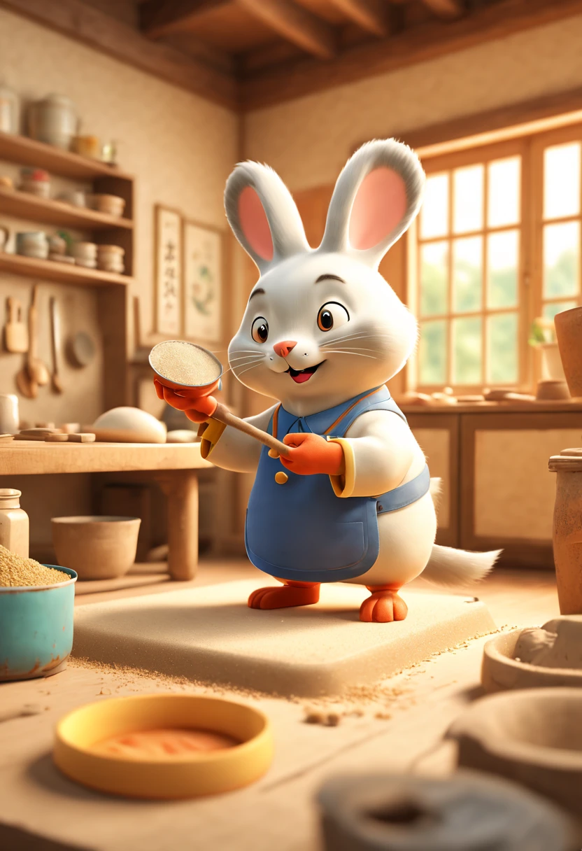 by Richard Scarry, Grinding flour, grinding disc, rural area, Chinese, octane render, enhance, intricate, (masterpiece, Representative work, official art, Professional, unity 8k wallpaper:1.3)