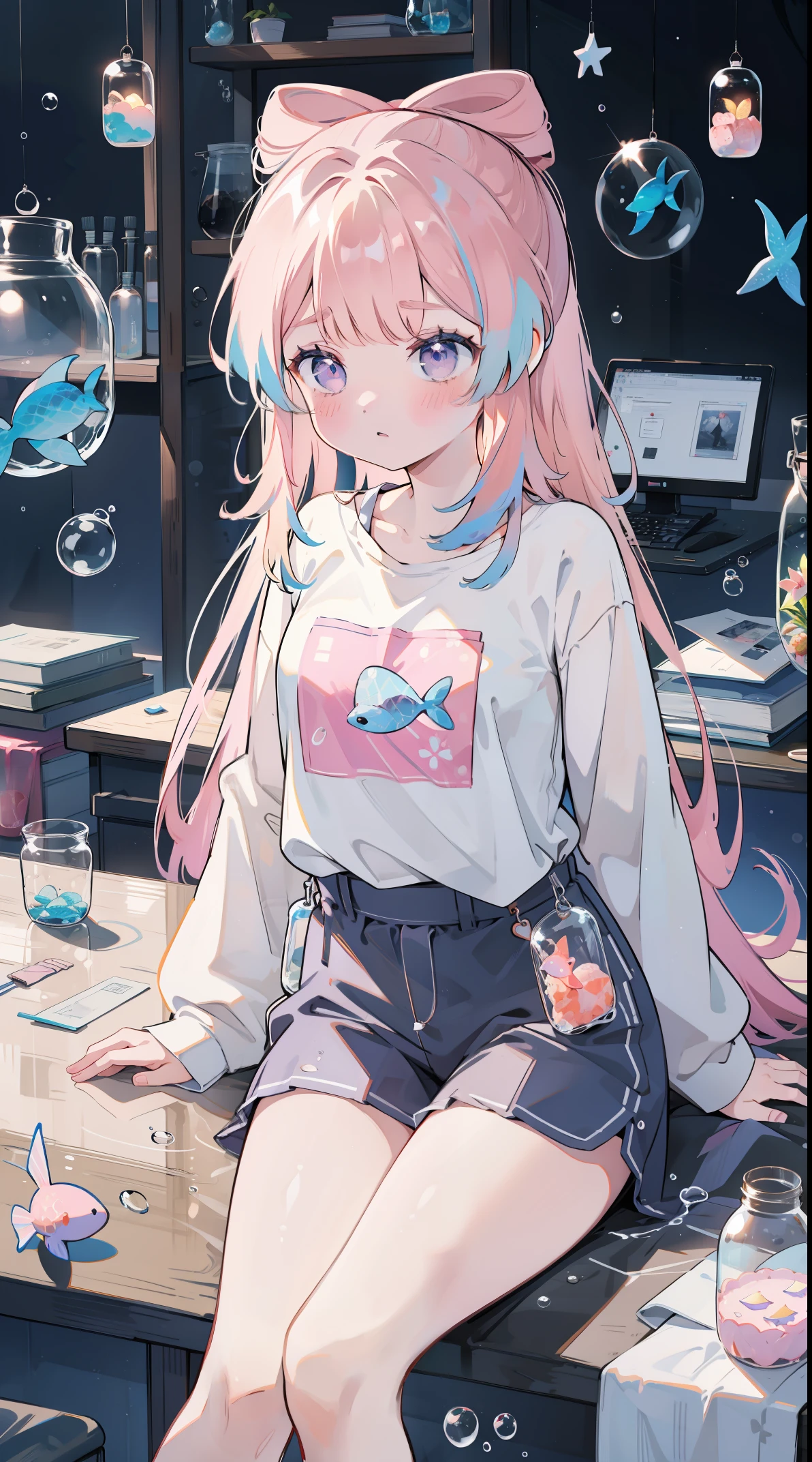 （（（（（（inside jar））））））、A boy with, ((full bodyesbian)), Wendi (genshin impact),brunette color hair, Green eyes, ((((Packed in jars))))、adolable、最small, small, A piece of,(((Packed in jars))), (Eau, Eau泡)