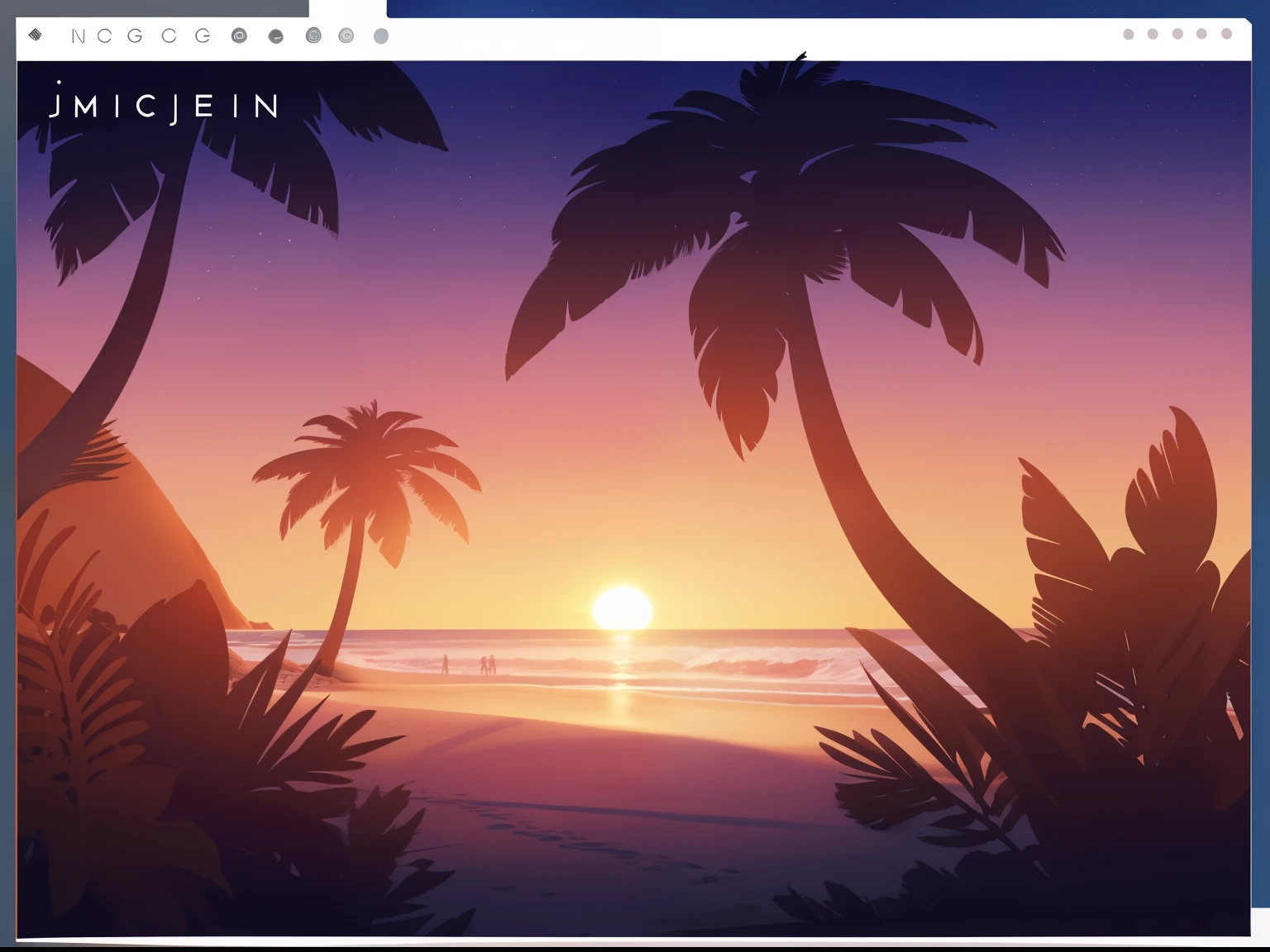 Sunset on the beach, white sand, epic composition, t-shirt design, rzminjourney, vector art