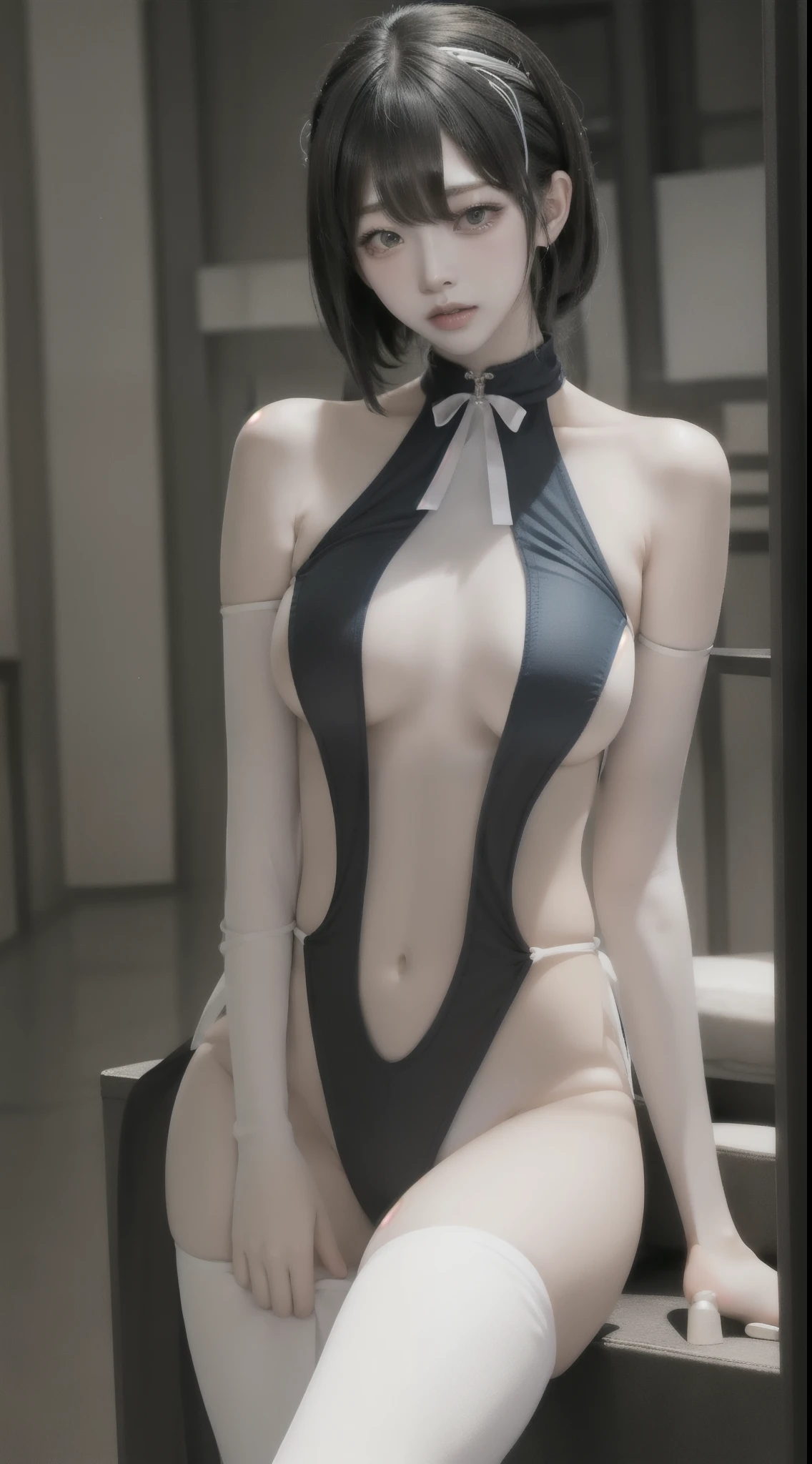 delicated face， 20-year-old kpop idol{Cyborg}girl， （碳纤维Cyborg身体）， carbon fiber body， {{bob and angle}}， （：1.15）， （Mechanical bangs， The charming curve of the middle pelvis， stand posture， sea beach， Glowing skin， （（fluffly））， （high legs， Camel toes， Carmelto， Vulvar shape：1.25）， （cyber punk personage， sci-fy：1.2）， [[luminous neon lights]]]， （Upper part of the body：1.15）， （8K， Original photo quality， tmasterpiece：1.45），（NSFW：1.15）