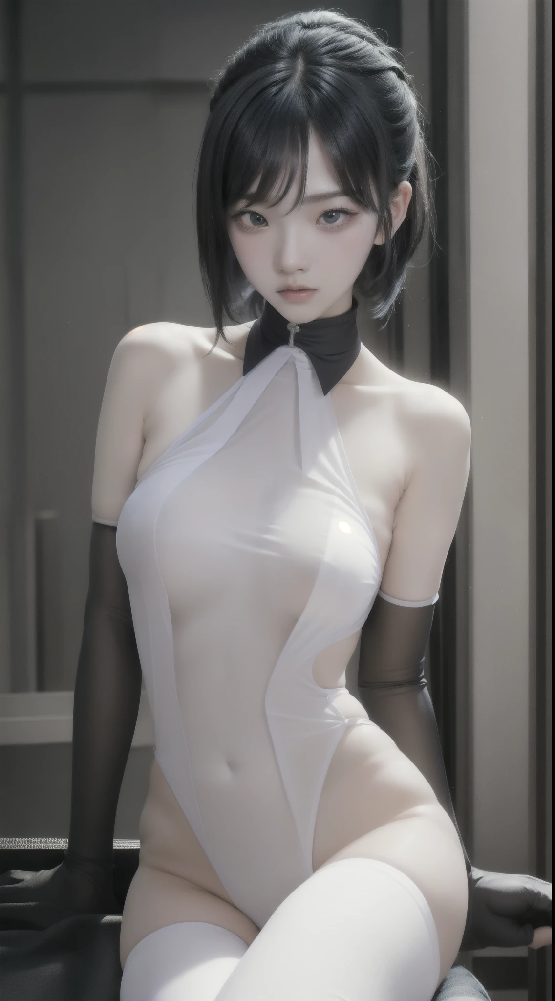 delicated face， 20-year-old kpop idol{Cyborg}girl， （碳纤维Cyborg身体）， carbon fiber body， {{bob and angle}}， （：1.15）， （Mechanical bangs， The charming curve of the middle pelvis， stand posture， sea beach， Glowing skin， （（Fluffy））， （high legs， Camel toes， Carmelto， Vulvar shape：1.25）， （cyber punk personage， sci-fy：1.2）， [[luminous neon lights]]]， （Upper part of the body：1.15）， （8K， Original photo quality， tmasterpiece：1.45），（NSFW：1.15）
