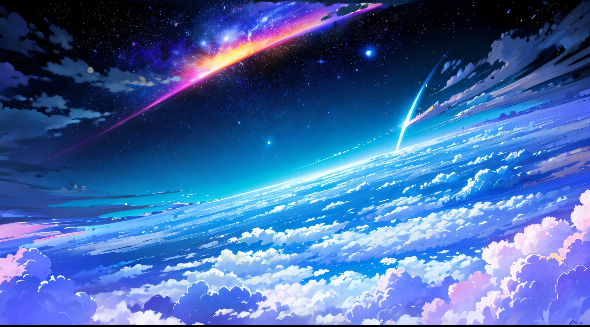 Moon,masutepiece, Neon Star, Magic around, god, truth, anticipation, Depth, insight, Understood, mont, Lush translucent clouds in the galaxy, spectrum, the panorama, star cycle, cycle, Round Eye, planet, Earth, truth, knowledge, power, energy, top of the world