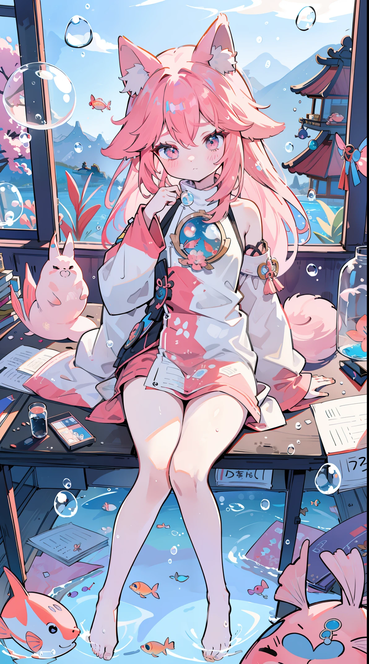 （（（（（（inside jar））））））、A boy with, ((full bodyesbian)), Wendi (genshin impact),brunette color hair, Green eyes, ((((Packed in jars))))、adolable、最small, small, A piece of,(((Packed in jars))), (Eau, Eau泡)
