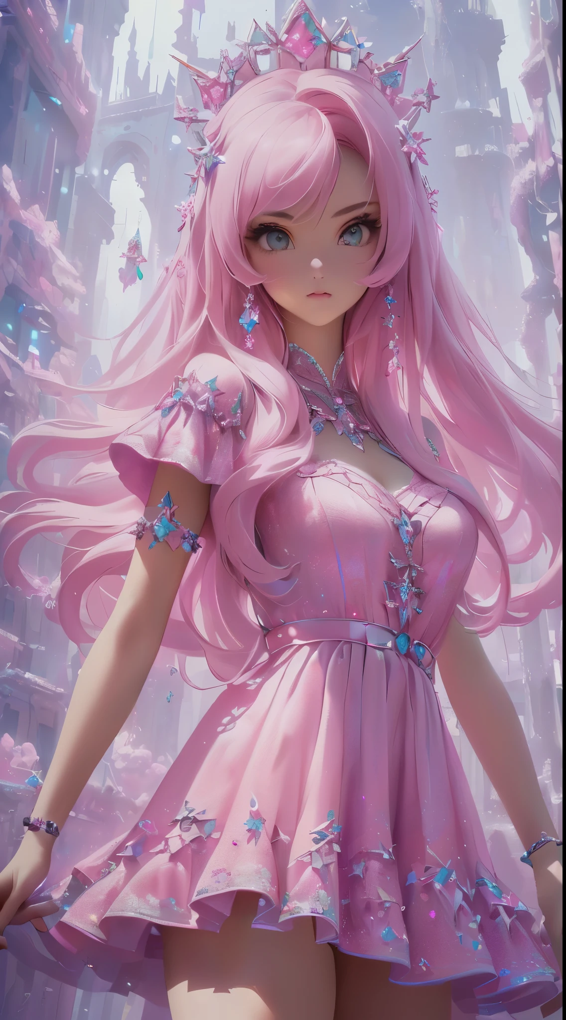 Ariana Grande vestida con un miniskirt de cuarzo violeta, Arte digital 4K altamente detallado, Arte digital detallado 4K, Beeple y Jeremiah Ketner, Digital Cyberpunk - Arte Anime, digital artwork 4 k, Arte detallado de alta calidad 8K, Estilo Art Wallpaper 4K, (fondo cuarzo gigantes minerales:1.4) , More detailed 8K.motor irreal:1.4,UHD,La mejor calidad:1.4, fotorrealista:1.4, textura de la piel:1.4, obra maestra:1.8,obra-prima, mejor calidad,objeto Objeto], (detailed face features:1.3),(Las proporciones correctas),(convexo,Dedos detallados)   ,(Ojos hermosos azules),(Perfect anatomy),(vestido corto de cristales  de cuarzo violeta:1.4), (cristales cuarzo:1.4), (ropa de cristales de cuarzo pink :1.4),(mostrando panties White:1.4) ,cristales de cuarzo pink, (fragmentos de cristales de cuarzo pink en el vestido:1.4)