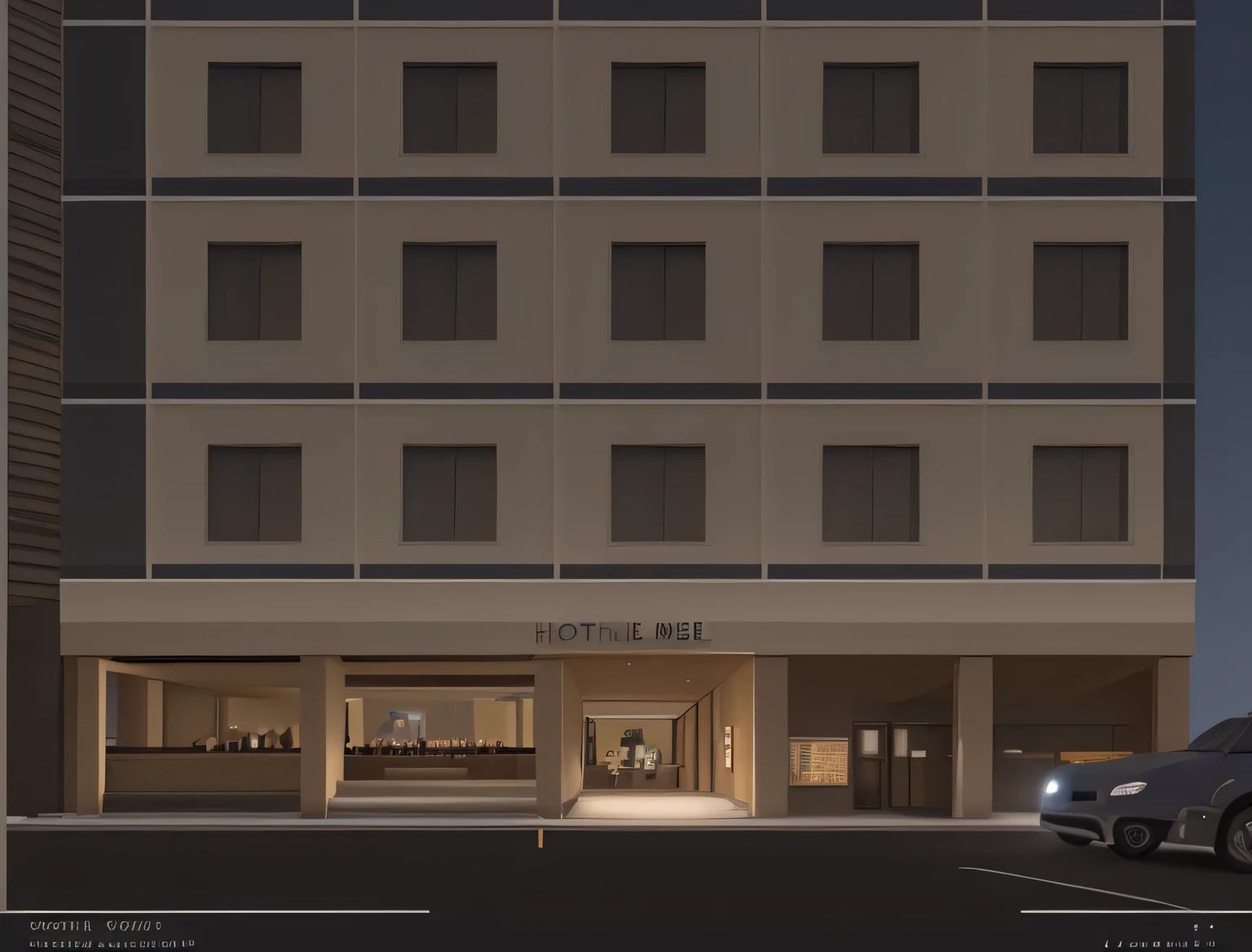 Hotel renderings,nighttime scene