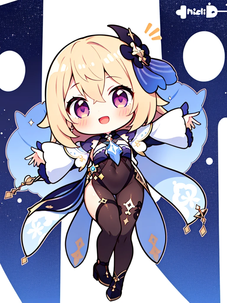 1girl,nilou \(genshin impact\), chibi,full body,dancing, white background, happy