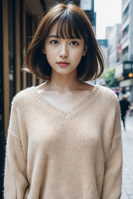 (8K、top-quality、masutepiece、超A high resolution:1.2) (Paul Rubens and Yasuchi Oka's style:1.1) (in a city:1.4) Photo of one beautiful Japan woman、Sweaters