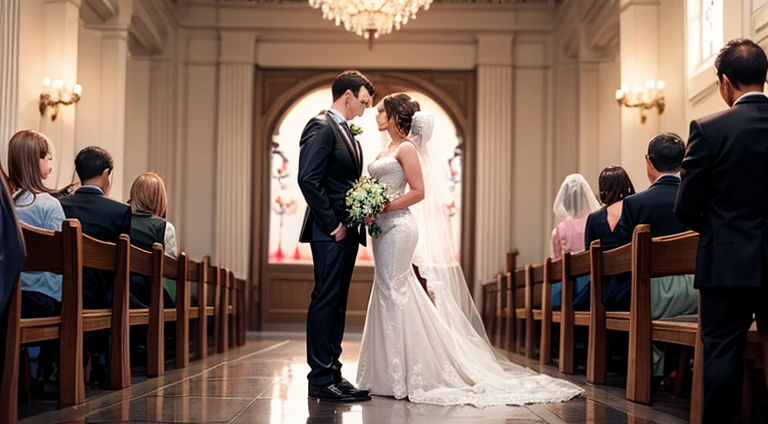 A couple holds a wedding