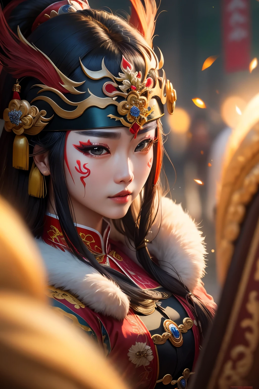 Chinese Peking Opera Costumes, be full of details, Local close-up, Realism, Verism, cinematic lighting, ray tracing, reflection light, macro photo, close-up, UHD, super detail, high details, best quality