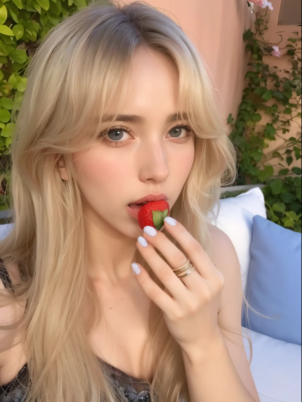 26 year old girl with very pale skin who is a strawberry fairy