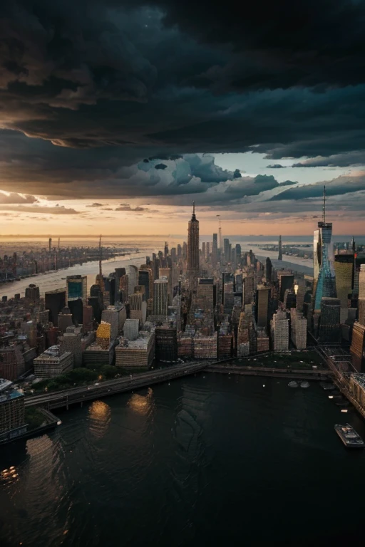 Apocalyptic new york city very realistic 8k quality detailed description photorealistic sharp image