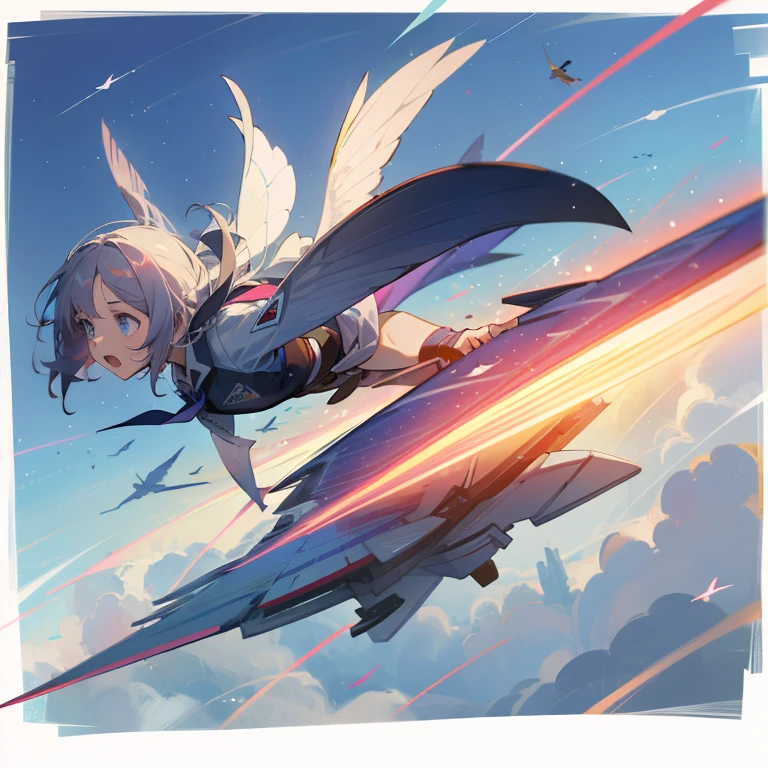 surprised, flailing, flying through air, transparent background