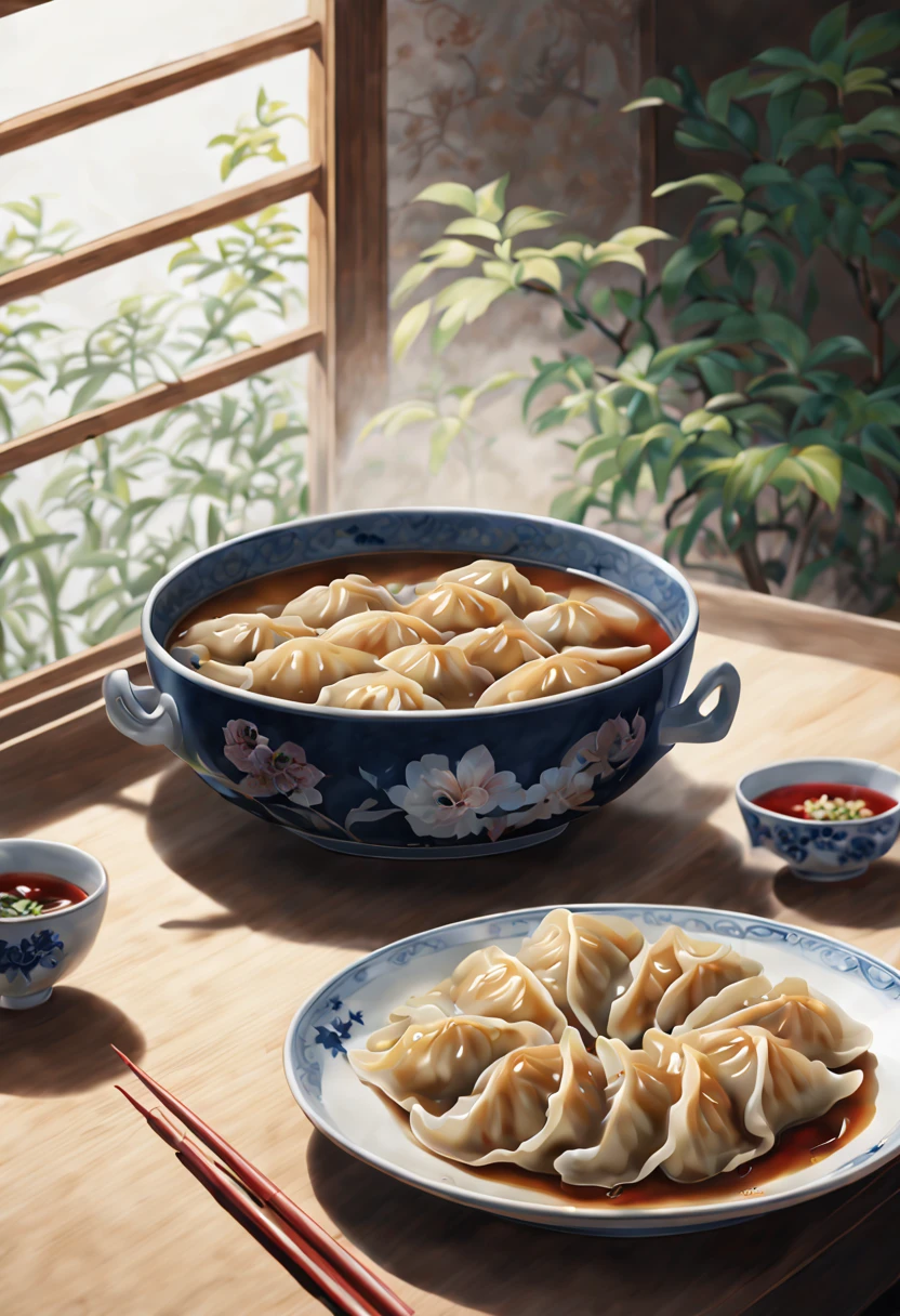 Japanese gyoza, (by Chiho Aoshima), intricate, (masterpiece, Representative work, official art, Professional, unity 8k wallpaper:1.3)