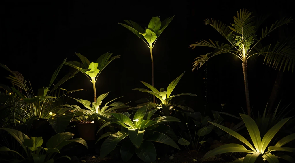 A world where plants have luminescent properties and emit light at night.