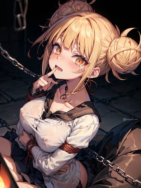 Finnish blonde girl、oilly skin、(Chained shibari:1.2)、obedience、hanged up、Spreading hands、Hands raised、perfect buttocks、Arched back、(dark shot:1.2)、Twin-tailed、(intricate-detail:1.12)、(intricate-detail、ultra-detailliert:1.15)、nffsw、Dungeon、(natta:1.2)、fireplace、Warm light、Dramatic light、film like、(a closeup:1.2)、束缚、BDSM、BDSM Dungeon、Metamorphosis、srestrained、 Tied up、Tied up、srestrainedされた腕、srestrainedされた、srestrainedされた体、bound with chains、hands tied up、blonde hair、Opened mouth、slight smile、red blush、Himiko Toga、BDSM costume again、vampire teeth、 BDSM、Undressing barechested slave masturbation ssex Split abdominal muscles top-quality master piece Emo Menhera (top-quality、hight resolution、8K、masterpiece:1.2), (realisitic, Photorealsitic:1.3),High refractive index:1.2, film grains, Blurry bokeh:1.2,1girl in, (Vivid colors:1.2), (Delicate), (((terrifying、Overflowing tears、Surprised)))、((Girl lying in a box、Rounded hair、girl in box))、(Curled up、From Side、From above、tied arms、Arms behind)、(((blindfolds)))、(With my mouth wide open、tongue)、Akkanbe、Semen running down the cheeks、短いTwin-tailed、pigtails hair、ripped clothing、Colossal tits,wetted skin、gargantilha、a choker (gift boxの女の子), full body Esbian, 束缚, in box, bandaged, present、bow ribbon, looking at the viewers, red blush, Toys, garterbelts, Christmas, gift box, hands tied up首, bow ribbon束缚、Heavy cream、srestrained、droolng