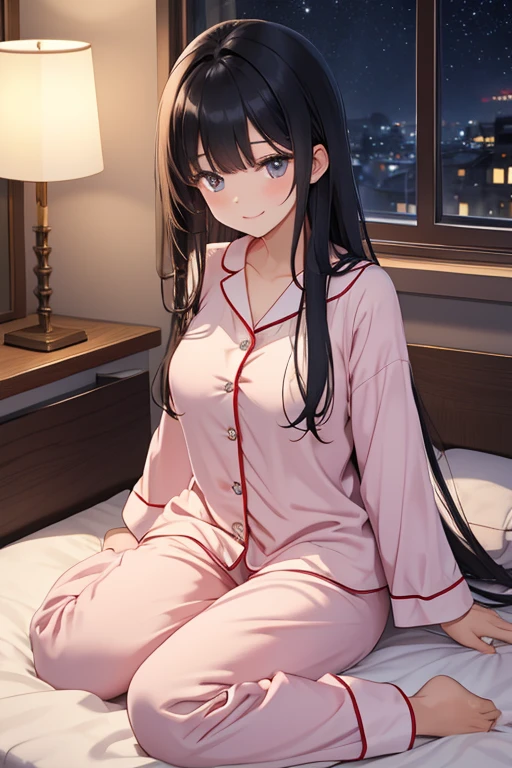 //Character
1girl, newlywed woman, slim and soft, medium large breast, ultra detailed face, super cute, innocent, pear-shaped face, thick eyeblow, sparkly pupils, translucent skin, smiling full of compassion, black hair, straight long hair , straight bang,
BREAK
//Fashion
Her outfit is sleepwear, fluffy pajamas, fluffy shorts, stunning tighs,
BREAK
//LOCATION
bed room , at home filled with warm air, (at night:1.6)
BREAK
// behavior
sleeping on her back, chillout time, looking at viewer grinning,