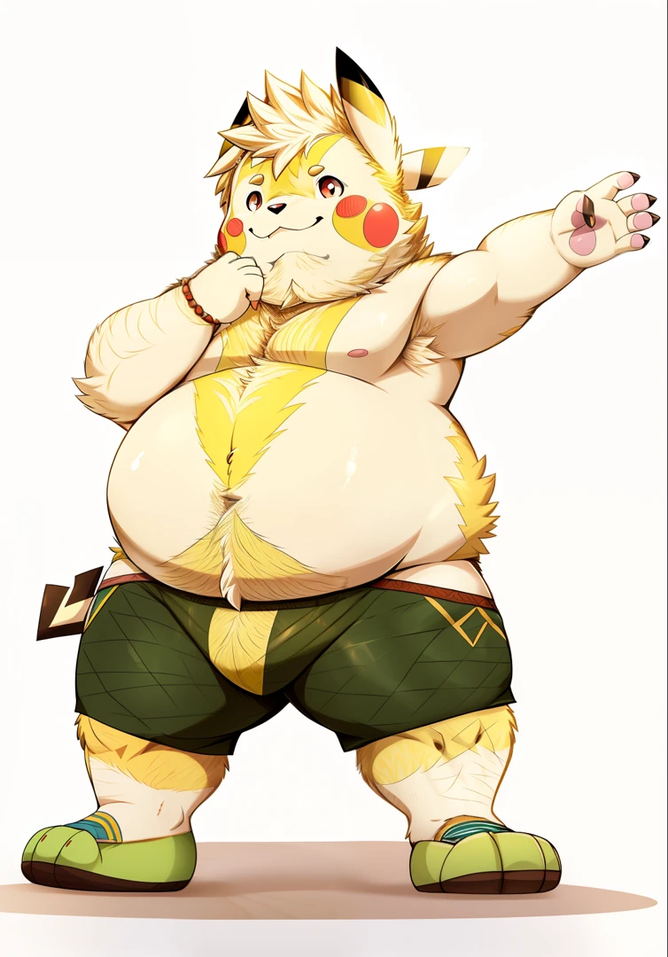 Correct body proportions,hairy pubic,Hairy chubby,Furry,Fat minora,Briefare with thighs, nakenes details,potbelly, male people, (Beautiful texture), 独奏,palla, wildness, Pokemon, Pikachu, A detailed, A high resolution, style of photography, tmasterpiece, best qualtiy,bare buttock