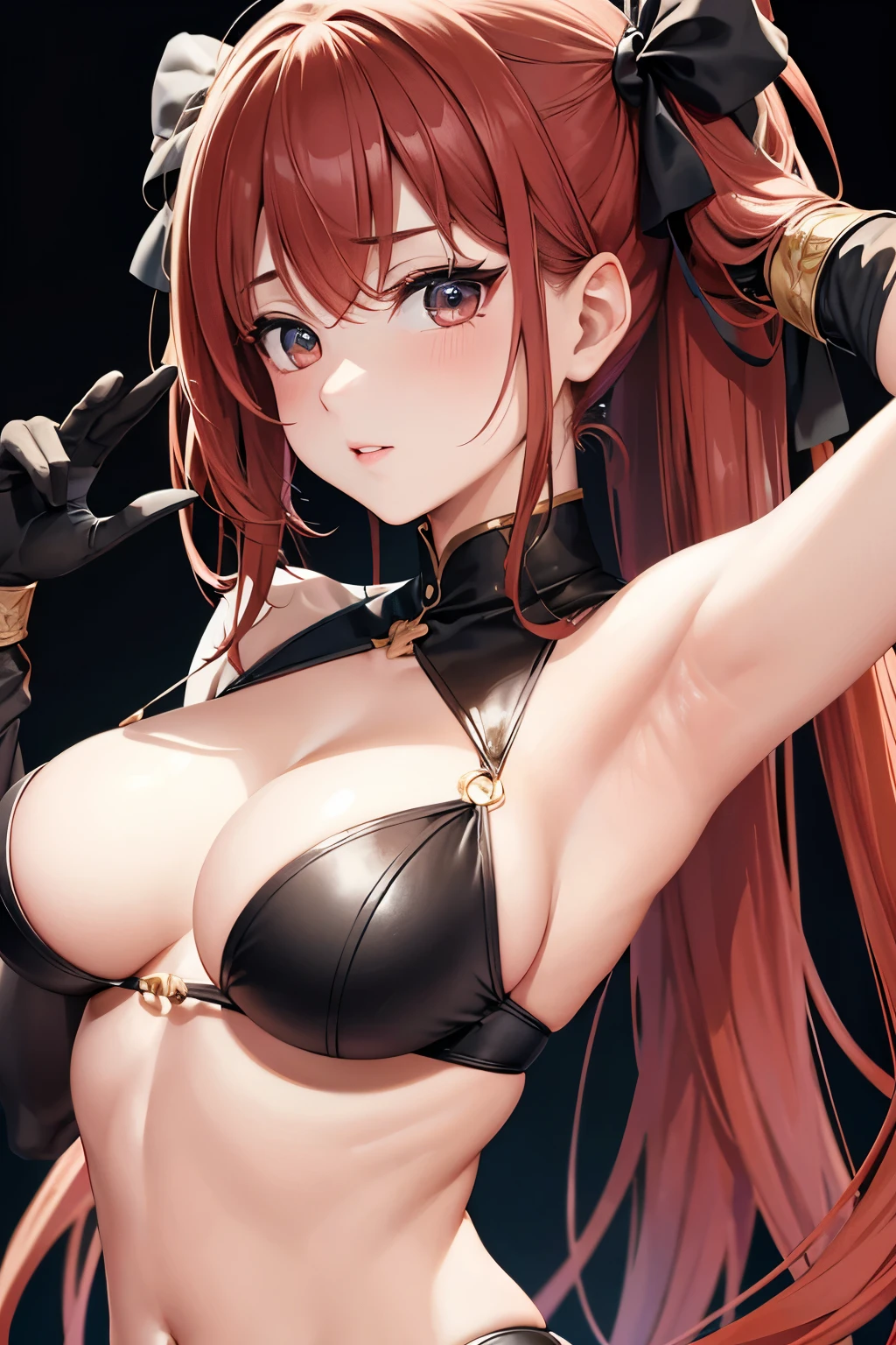 tmasterpiece, Best quality at best, 1个Giant Breast Girl,spread gesture,Dita, spread_The Armpit, Be red in the face,The Armpits,perspiring,The Arm_Upp