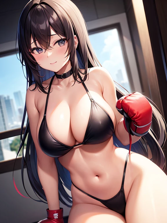 A sexy poses by Nezuko Kamado wearing a thong bikini and boxing gloves showing off her gorgeous curves before she makes her MMA debut