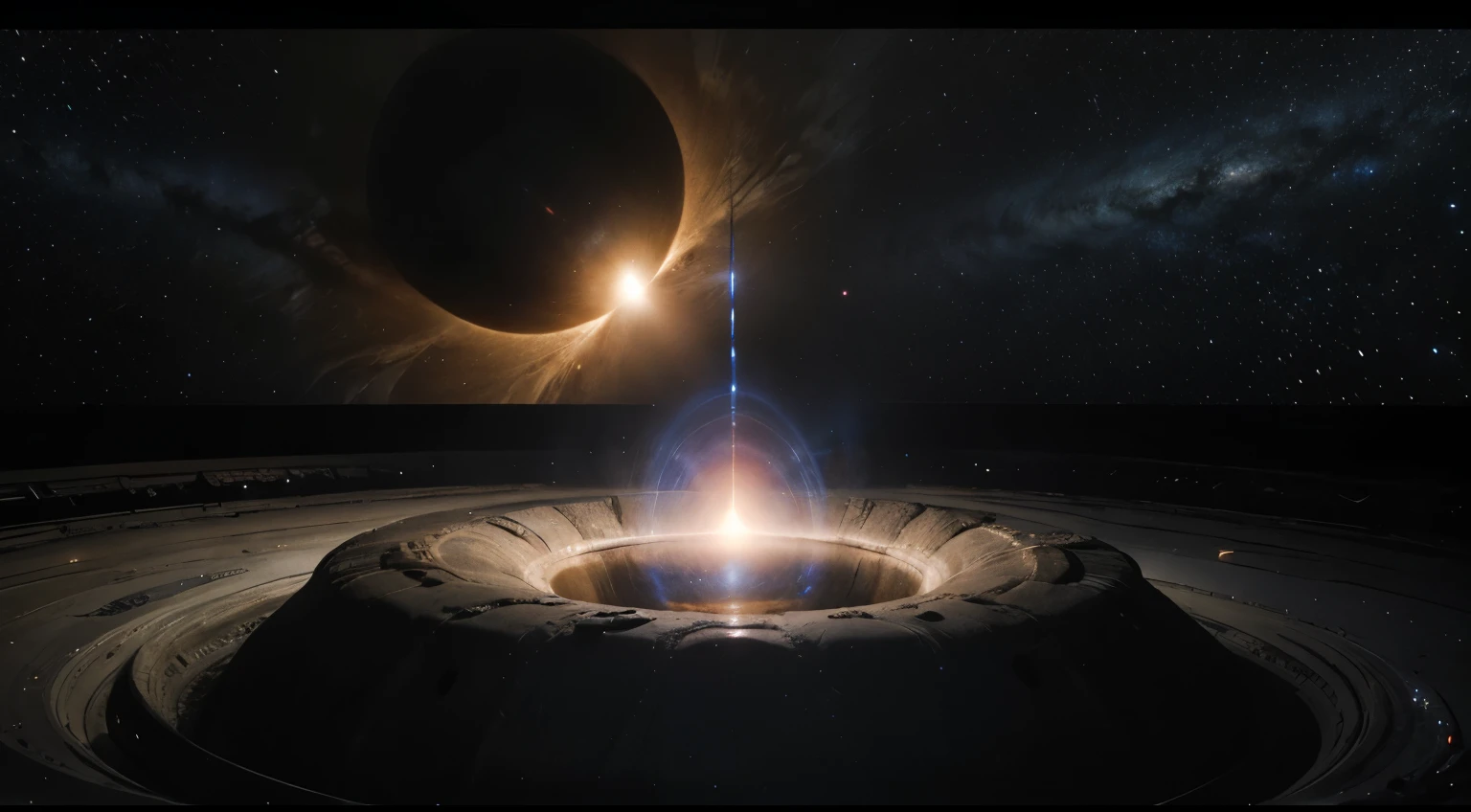 ((best quality)), ((masterpiece)), (detailed), black hole, star being sucked in to black hole, deep space