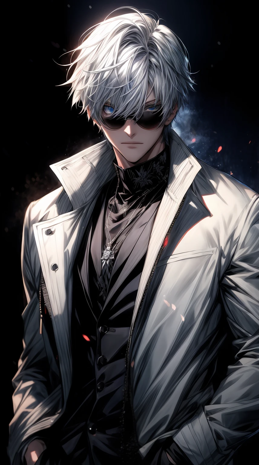 anime boy with white hair and sunglasses staring at something, tall anime guy with blue eyes, ken kaneki, kaneki ken, white haired, white-haired, male anime character, 4k anime wallpaper, anime wallaper, male anime style, best anime 4k konachan wallpaper, 2 b, 2b, handsome anime eyes, anime wallpaper 4k