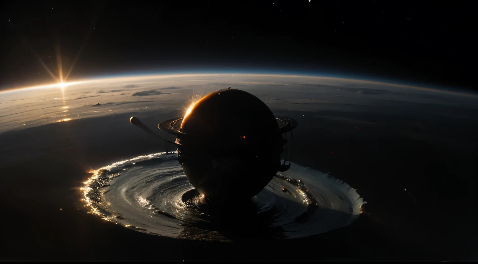 ((best quality)), ((masterpiece)), (detailed), black hole, star, sun being sucked in too black hole, deep space