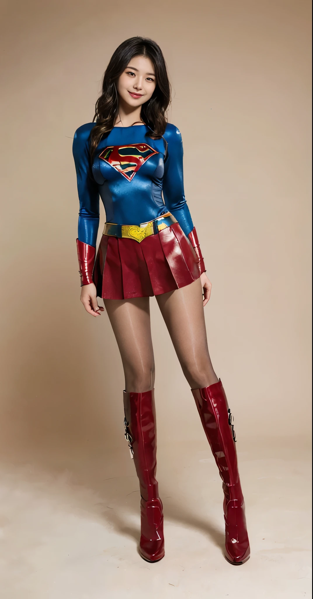 No background、Full body、Eyes closed、yawning being。Suffering、Hung、Are sleeping、lying back on、(((Wear black tights on your beautiful legs.)))、(((Grow legs、tall、Legally express the beauty of your smile)))、((((Make the most of the original image)))、(((Supergirl Costume)))、(((beautiful hairl)))、(((Suffering)))、(((Feet must necessarily be worn with black tights)))、(((You need to wear red boots)))、((Top image quality、8K))、((top-quality、8K、​masterpiece:1.3))、(((Keep Background )))、Crisp focus:1.2、Beautiful woman with perfect body shape:1.4、Slender Abs:1.2、a wet body:1.5、Highly detailed facial and skin texture、8K