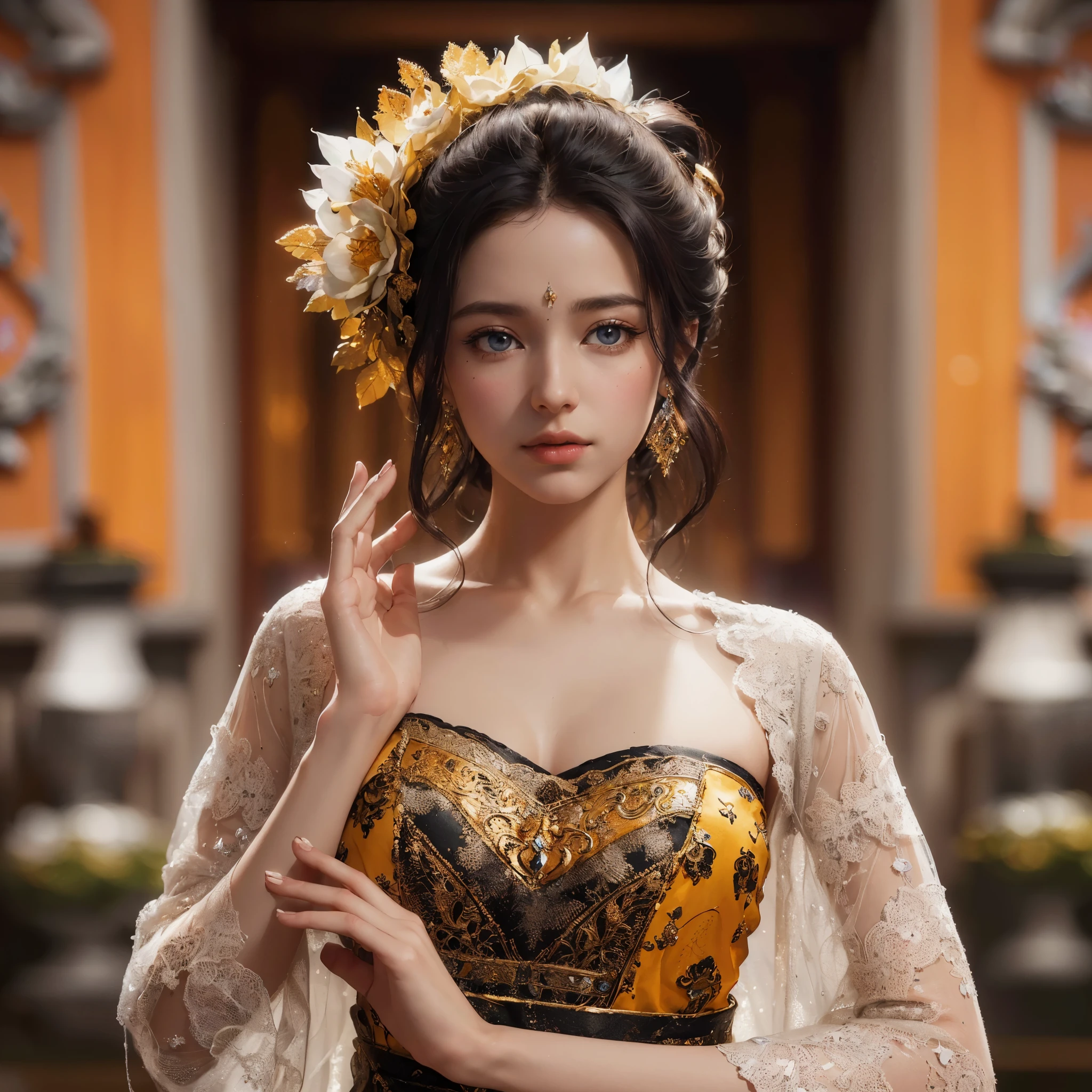 a painting of a woman in a dress surrounded by angels, ethereal fantasy, goddess of love and peace, beautiful fantasy art, celestial goddess, a beautiful fantasy empress, ethereal fairytale, goddess. extremely high detail, ((a beautiful fantasy empresairytale artwork, very beautiful fantasy art, queen of heaven, beautiful detailed fantasy, fantasy art style, portrait of queen of dreams, masterpiece, lens glare, sharp eyes, masterpiece, best quality:1.2),,(8k,highres,RAW photo,realistic,photo-realistic:1.3),(detailed skin texture,detailed cloth texture,beautiful detailed face:1.25),professional lighting,photon mapping,beautiful soft light,radiosity,physically-based rendering,raytracing, model shoot style, model shoot style, (extremely detailed CG unity 8k wallpaper), full shot body photo of the most beautiful artwork in the world,