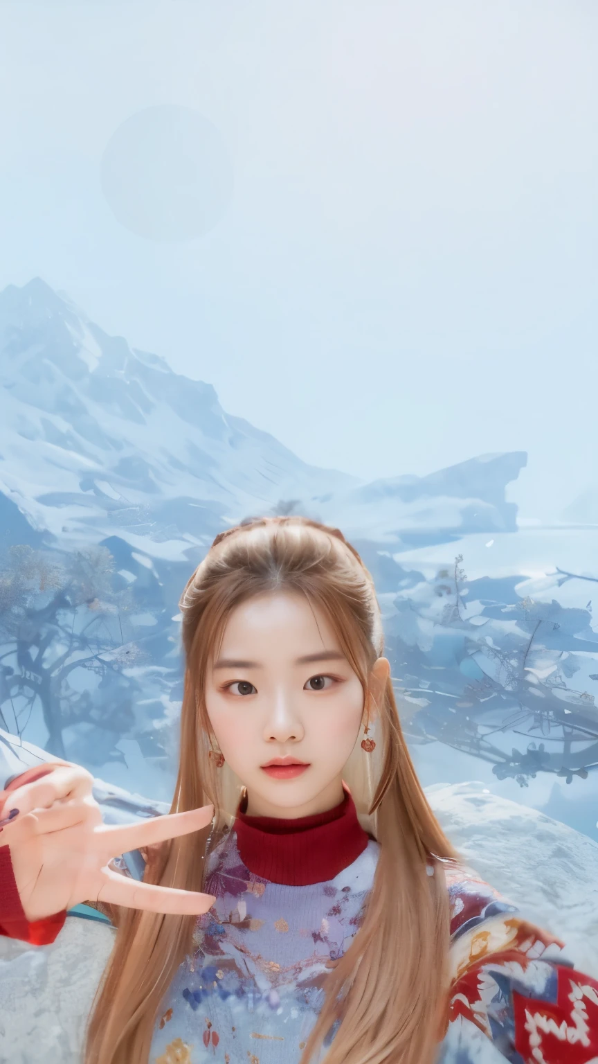 there is a woman with long hair and a sweater on posing for a picture, inspired by Ma Yuanyu, beautiful screenshot, inspired by Huang Ji, inspired by Lan Ying, inspired by Lü Ji, ingame image, aloy, inspired by Pu Hua, with very highly detailed face, inspired by Du Jin, inspired by Dai Xi, inspired by Ai Xuan