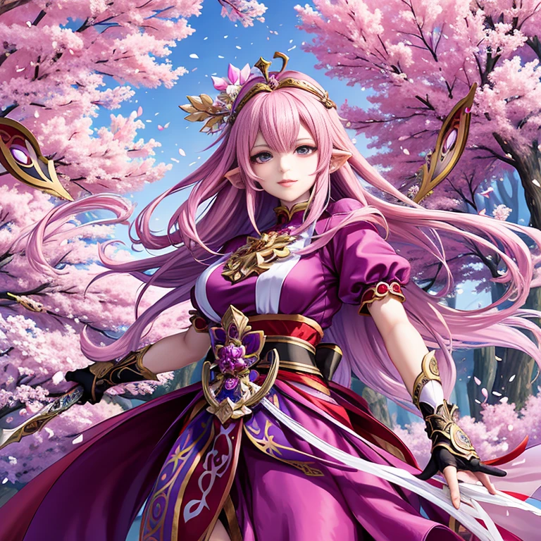 Close up portrait of woman in purple dress holding sword, beautiful fantasy anime, anime fantasy artwork, 2. 5 d cgi anime fantasy artwork, shadowverse style, anime fantasy illustration, anime goddess, alluring elf princess knight, ((a beautiful fantasy empress)), cushart krenz key art feminine, Detailed Digital Anime Art, a beautiful fantasy empress