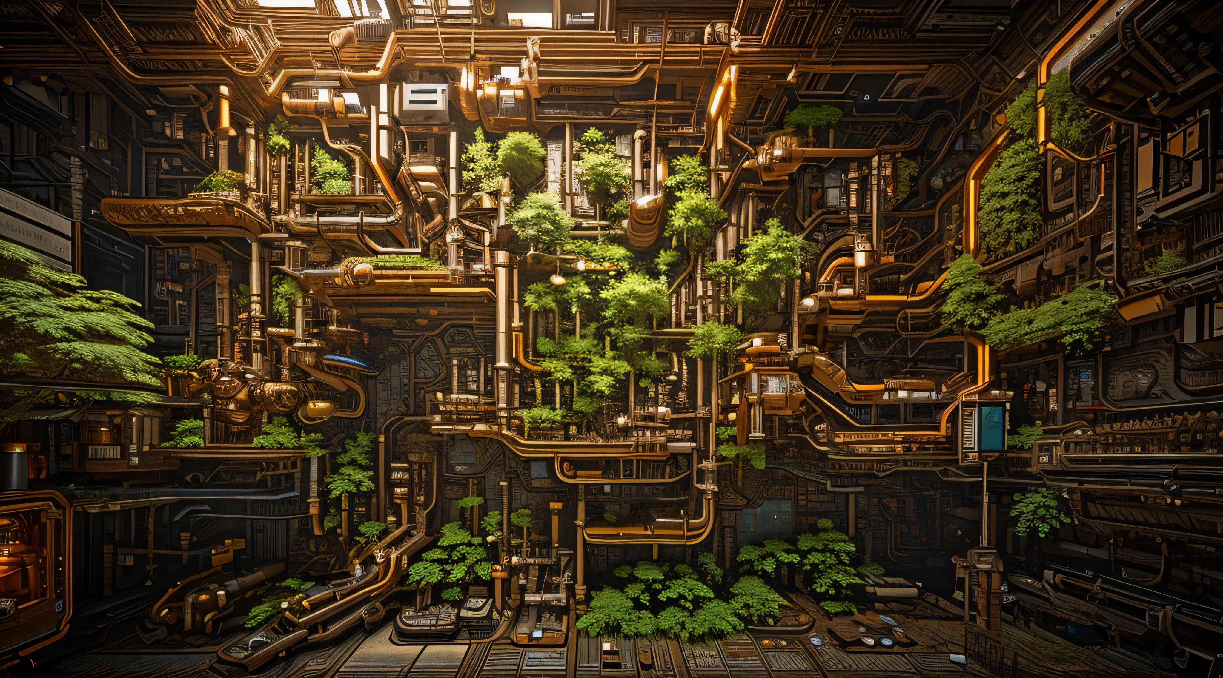 (Best quality at best, 4K, A high resolution, tmasterpiece: 1.2), (((Super complex and detailed, Super neat layout decorative wall, the wallpaper))), actual, Fusion of organic life and mechanical elements, fundo futurista, metal creature , Robots with organic ingredients, Mechanical creatures with biological characteristics, Advanced technology integrates with nature, Surreal machine creature, Mechanical exoskeleton with biological body, Seamless integration of man and machine