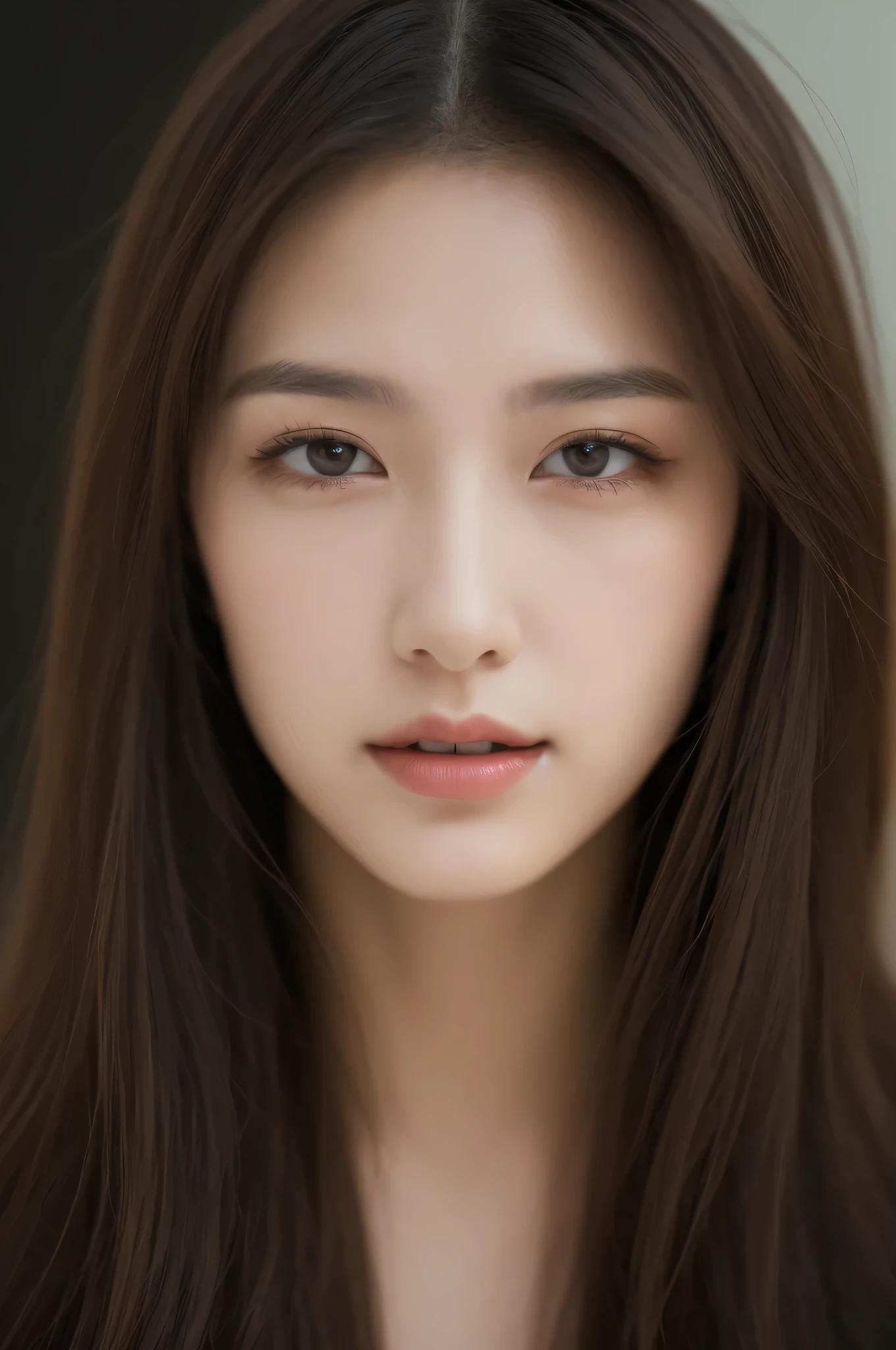 Best quality at best, realistically, ultra - detailed, Detailed pubic hair, A high resolution, 8k wallpaper, 35 year old skinny beauty,light brown messy hair, Wear a dark suit, lock focus, Perfect dynamic composition, beautidful eyes, Delicate hair, 细致realistically的皮肤纹理, Cool emoticons, closeup portrait, Model body type