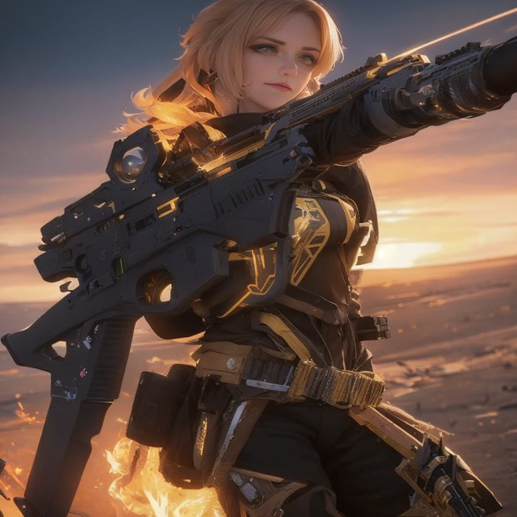 A woman with a gun and a woman with a gun in the desert, octane cgsociety, M4 Sopmod II Girls Frontline, cgsociety 8k, cgsociety 8 k, cgsociety 8k, devianart and cgsociety, epic sci - fi character art, epic sci-fi character art, octane. Trending on ArtStation, octane trending on cgsociety
