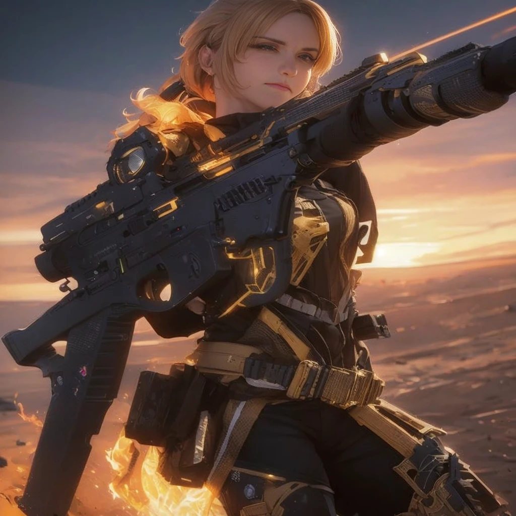 A woman with a gun and a woman with a gun in the desert, octane cgsociety, M4 Sopmod II Girls Frontline, cgsociety 8k, cgsociety 8 k, cgsociety 8k, devianart and cgsociety, epic sci - fi character art, epic sci-fi character art, octane. Trending on ArtStation, octane trending on cgsociety