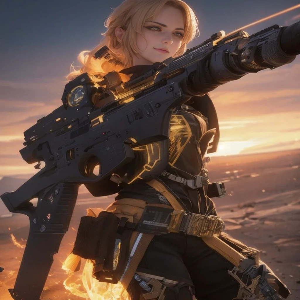 A woman with a gun and a woman with a gun in the desert, octane cgsociety, M4 Sopmod II Girls Frontline, cgsociety 8k, cgsociety 8 k, cgsociety 8k, devianart and cgsociety, epic sci - fi character art, epic sci-fi character art, octane. Trending on ArtStation, octane trending on cgsociety