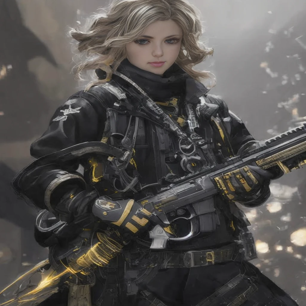 Close-up of a person holding a gun in a field, Mechanized soldier girl, M4 Sopmod II Girls Frontline, stunning cgsociety, mechanized valkyrie girl, infantry girl, Trending CGSociety, devianart and cgsociety, Trending in CGsociety, wojtek fus, high quality digital concept art, by Yang J, concept art like ernest khalimov