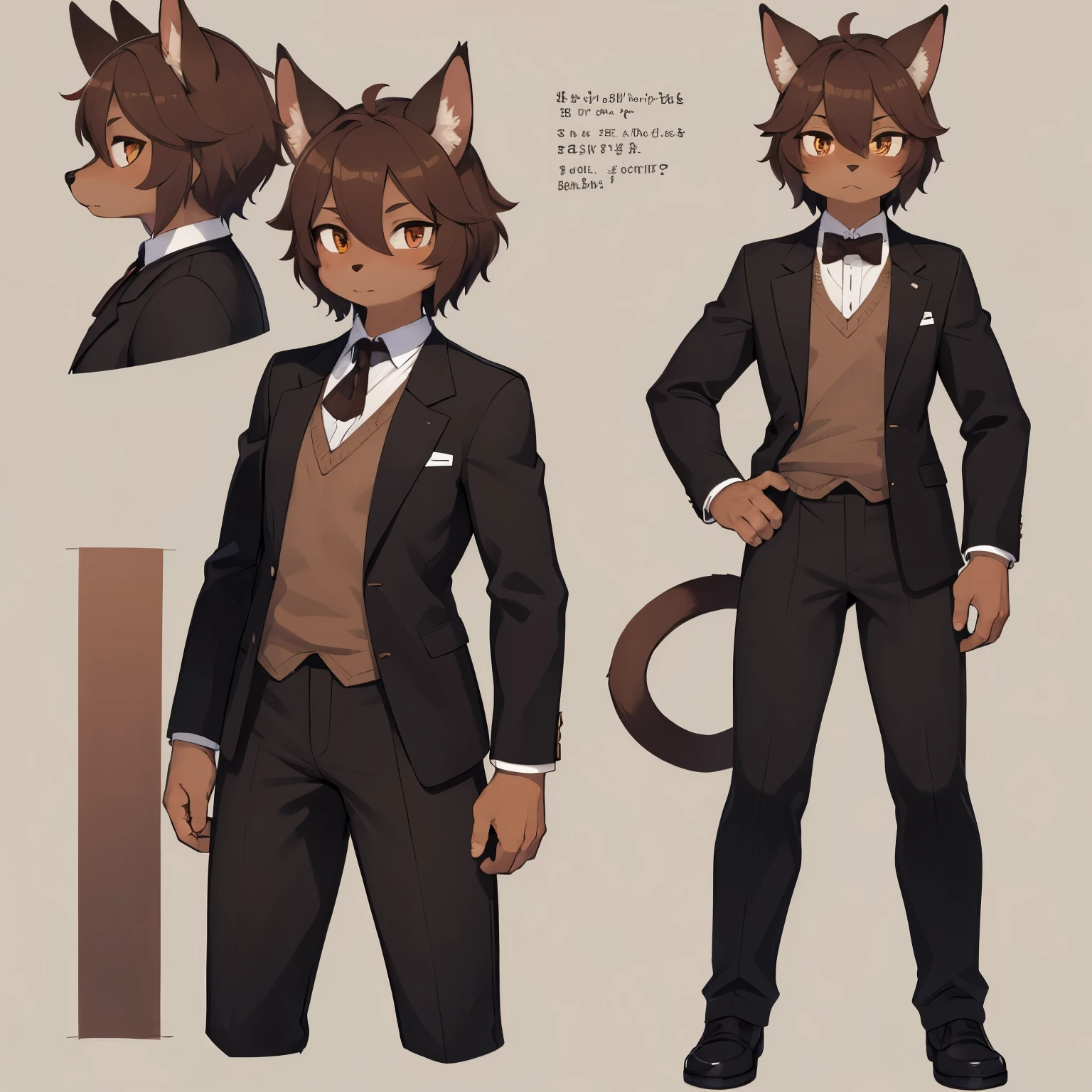 A Male Brown Cat Furry...His Hair is Short, The Color of the Hair Is Brown, The Eyes Are Dark Brown, He's Very Handsome, He's a bit Masculine, His Tail Is Fluffy and Long, The Expression is Natural, The Background is In the school, He's wearing a Male school uniform, He's a bit tall