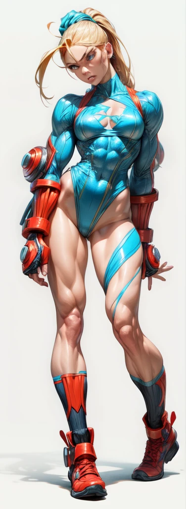 beautiful, muscular female fighter from Super Street Fighter Zero, intense eyes, toned body, powerful kicks and punches, confident posture, dynamic action, detailed facial features, intense fighting spirit, vibrant colors, action-packed composition