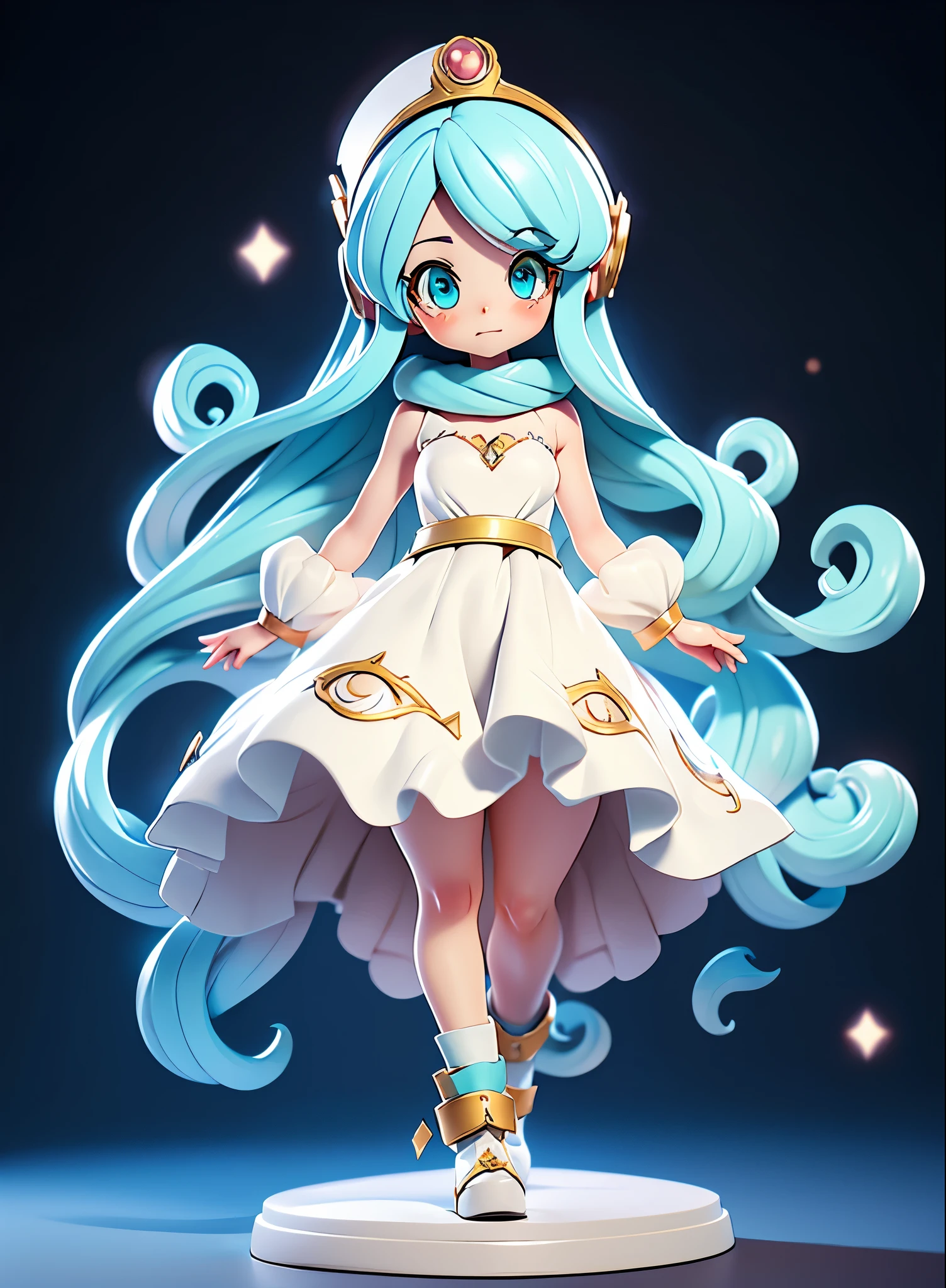 Anime character with long hair and white dress, cyan eyes, 2. 5 d cgi anime fantasy artwork, Official Character Art, cushart krenz key art feminine, shadowverse character concept, 3 d render official art, anime goddess, jrpg character art, render of a cute 3d anime girl