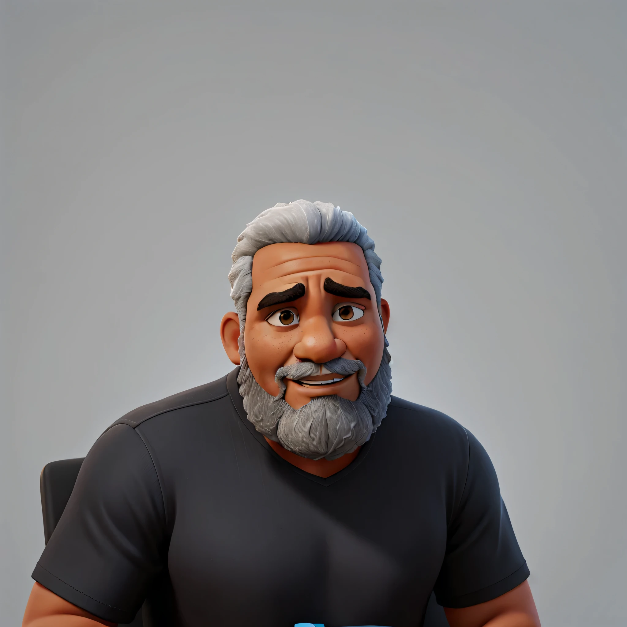 Homem negro com barba e camisa preta sentado em uma cadeira, 8k portrait render, Personagem 3D realistic, arnold 3d render, Arnold 3 D render, 3d render senior artist, smooth 3d CG rendering, Arnold Maya render, pixar retrato 8 k foto, Obama em Fortnite, Personagem 3D, Personagem 3D