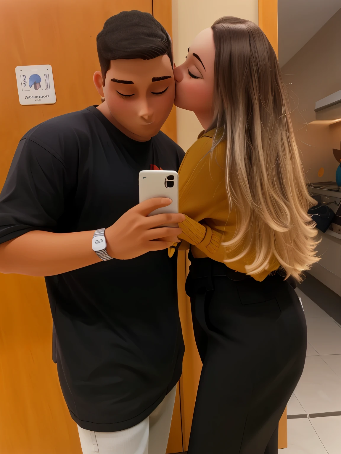 Uma jovem mulher branca e loira e um jovem homem moreno estilo disney pixar, alta qualidade, melhor qualidade