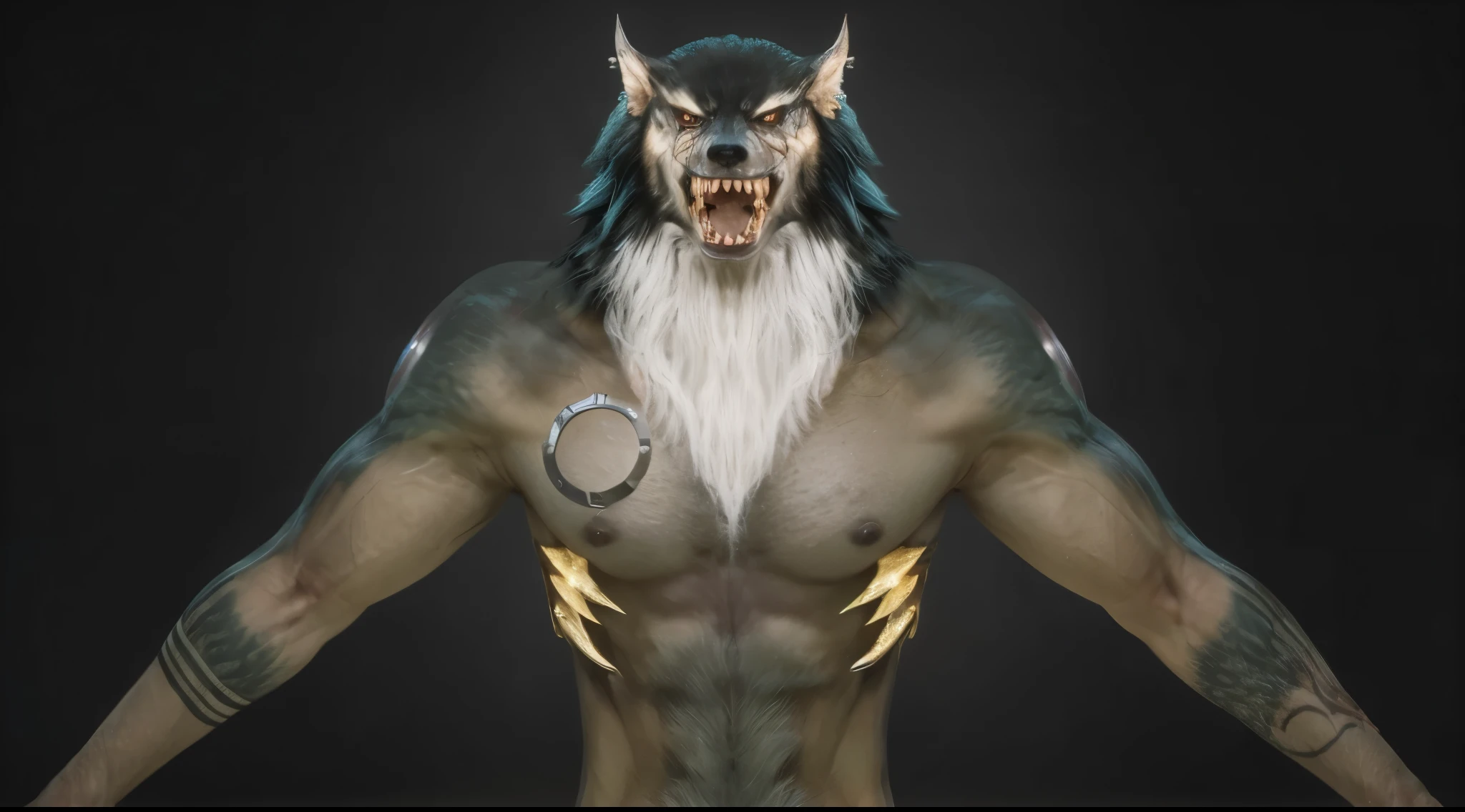 (masterpiece),(best quality:1.0),(ultra high resolution:1.0),monster, werewolf, menacing look,claws, wolfteam, face focus, 8k wallpaper, full body, small head