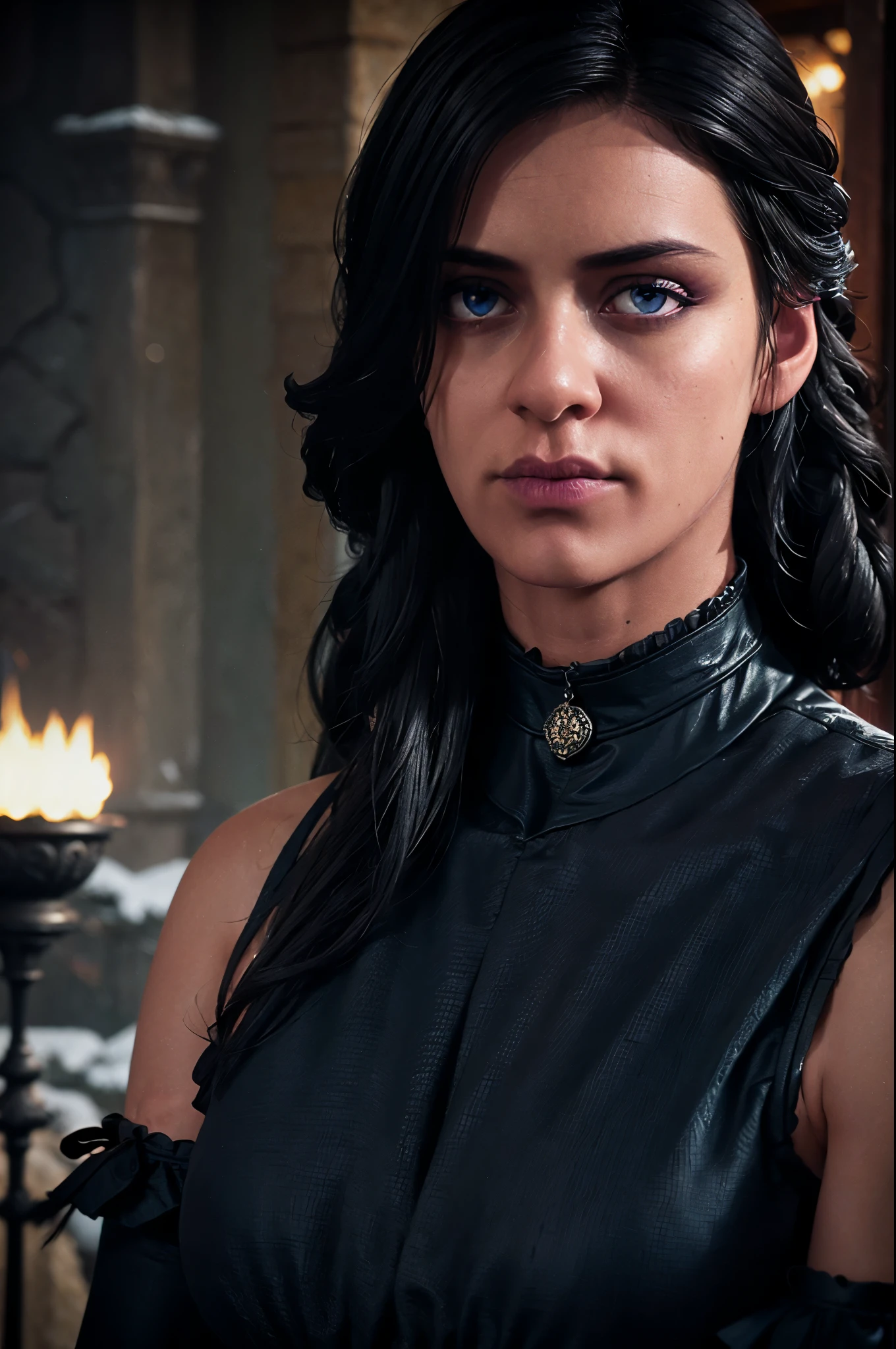 (((a anya chalotra))), (((victorian dress:1.2))), yenne the witcher 3, half portrait, hands back, in the witcher 3, (((skinny and fit body:1.0))),,clothing Streetwear, (((blue intense eyes))), detailed eyes, realistic eyes, highly detail eyes, hyper detailed eyes, long eyelashes, half smile, (with frekles), (Blushing face:1.2), pink lipstick,black makeup, intricate details, highly detailed, (ultra detailed), hyperdetailed, uhd, (HDR), 8k, cinematic lighting,rich colors realistic texture hyper realistic, (((masterpiece))),