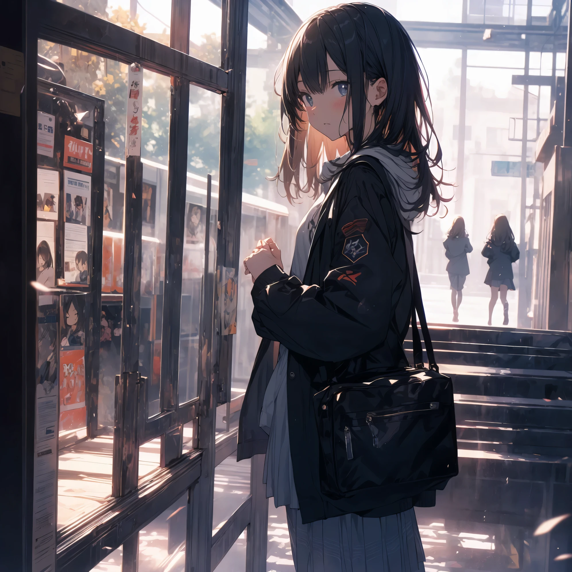 Super high quality by the art god, Ultra-detailed, High resolution, anime moe art style, best anime 8K konachan wallpaper, Pixiv Contest Winner, Perfect Anatomy, BREAK,(Draw a girl sleepily walking to school. ),BREAK, 1girl in, (Solo,Lori,child,13years:1.3),Full limbs, complete fingers,a junior high school student, Androgynous attraction, (Very short hair), Sleeping hair, hair messy, flat chest, Small butt, groin, Small eyes,Beautiful detailed black eyes, Well-proportioned iris and pupils, disgusted eye, High resolution detailed hair, School uniform, Skirt, On the way to school. BREAK,Ultra-detailed細なスキン, Best lighting by famous artists, 8K, Illustration,